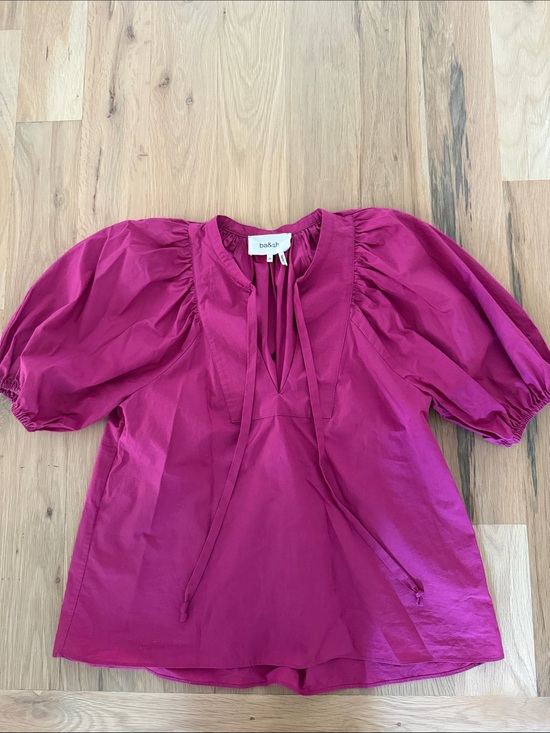 ba&sh Tops - ba&sh Fuchsia Puff-Sleeve Tie-Front Blouse XS